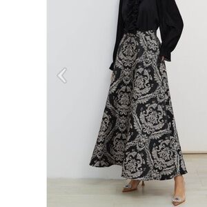 Vintage 1980s Maxi Skirt Anastasia Paris François Viannay cotton Navy teal M